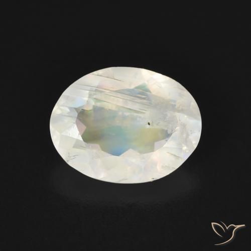 1.49ct Natural Blanco azulado Piedra lunar arcoíris, Ovalada, Transparente