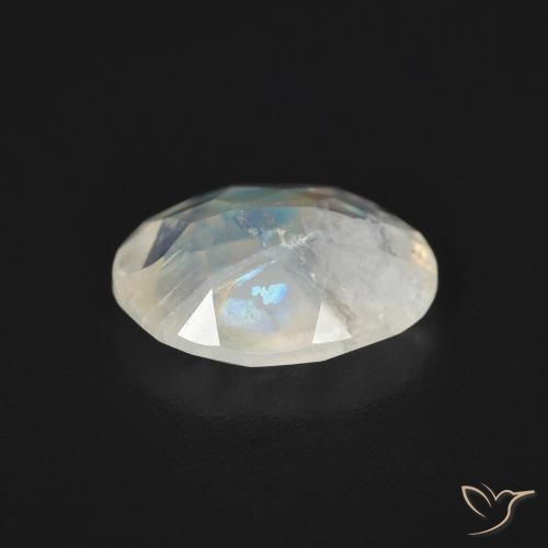 Piedra lunar arcoíris Blanco azulado natural de 1.49 ct, Ovalada, Transparente