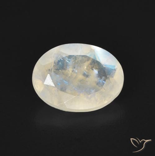 1.16ct Natural Blanco azulado Piedra lunar arcoíris, Ovalada, Transparente