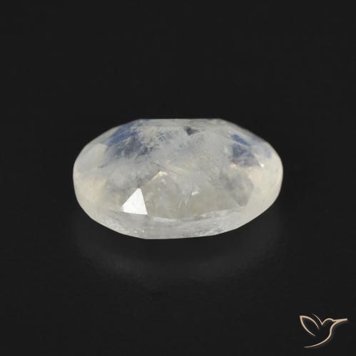 Piedra lunar arcoíris Blanco azulado natural de 1.16 ct, Ovalada, Transparente