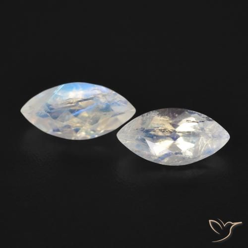 1.15ctw Natural Blanco azulado Piedra lunar arcoíris, Marquesa, Transparente