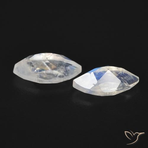 Gemas de Piedra lunar arcoíris Blanco azulado natural de 1.15 ct, Marquesa, Transparente