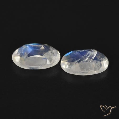 Gemas de Piedra lunar arcoíris Blanco azulado natural de 0.79 ct, Ovalada, Transparente