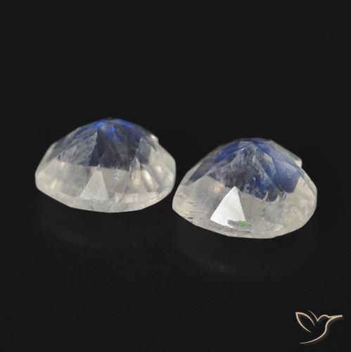 Gemas de Piedra lunar arcoíris Blanco azulado natural de 1.21 ct, Corazón, Transparente