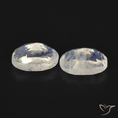 Gemas de Piedra lunar arcoíris Blanco azulado natural de 1.07 ct, Ovalada, Transparente