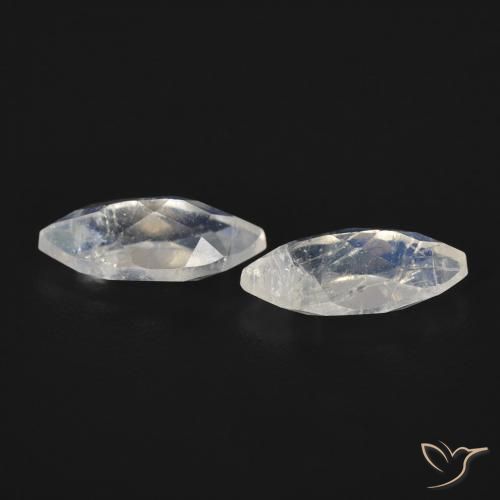 Gemas de Piedra lunar arcoíris Blanco azulado natural de 0.97 ct, Marquesa, Transparente