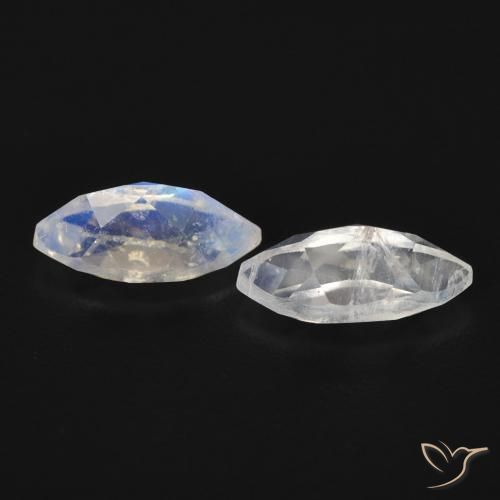 Gemas de Piedra lunar arcoíris Blanco azulado natural de 1.14 ct, Marquesa, Transparente