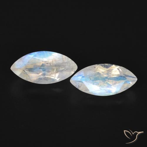 1.18ctw Natural Blanco azulado Piedra lunar arcoíris, Marquesa, Transparente