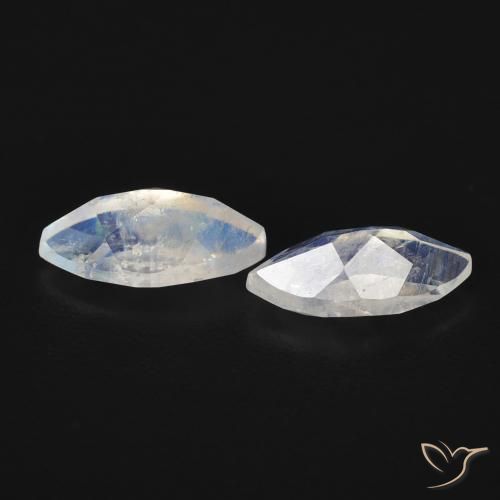 Gemas de Piedra lunar arcoíris Blanco azulado natural de 1.18 ct, Marquesa, Transparente