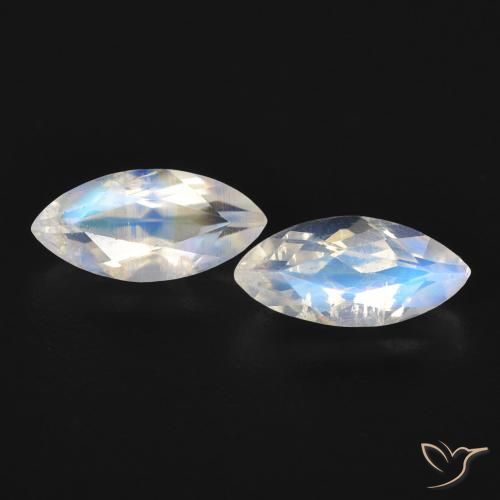 1.07ctw Natural Blanco azulado Piedra lunar arcoíris, Marquesa, Transparente