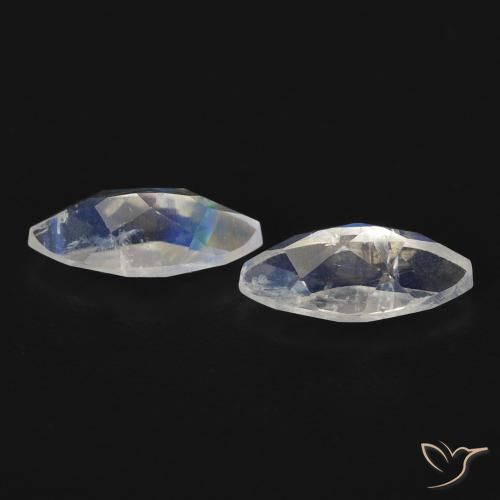 Gemas de Piedra lunar arcoíris Blanco azulado natural de 1.07 ct, Marquesa, Transparente