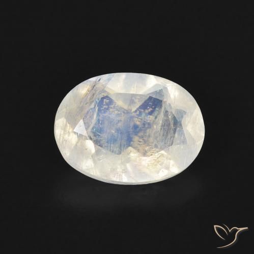 1.13ct Natural Blanco azulado Piedra lunar arcoíris, Ovalada, Transparente