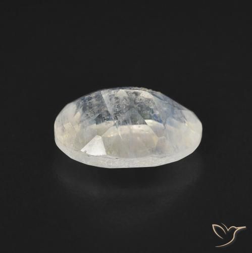 Piedra lunar arcoíris Blanco azulado natural de 1.13 ct, Ovalada, Transparente