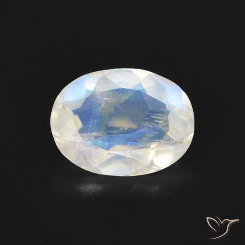 1.10ct Natural Blanco azulado Piedra lunar arcoíris, Ovalada, Transparente