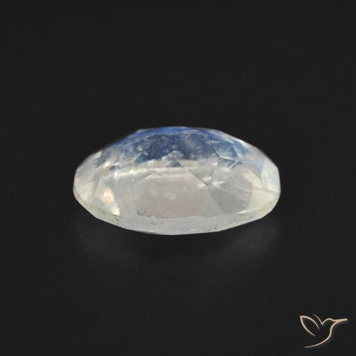 Piedra lunar arcoíris Blanco azulado natural de 1.10 ct, Ovalada, Transparente