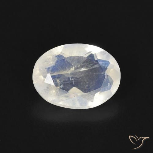 1.15ct Natural Blanco azulado Piedra lunar arcoíris, Ovalada, Transparente