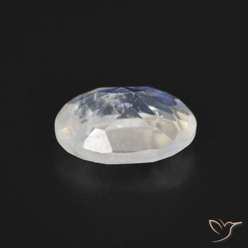 Piedra lunar arcoíris Blanco azulado natural de 1.15 ct, Ovalada, Transparente