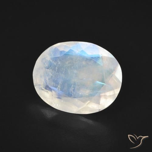 Piedra lunar arcoíris Blanco azulado natural de 2.57 ct, Ovalada, Transparente