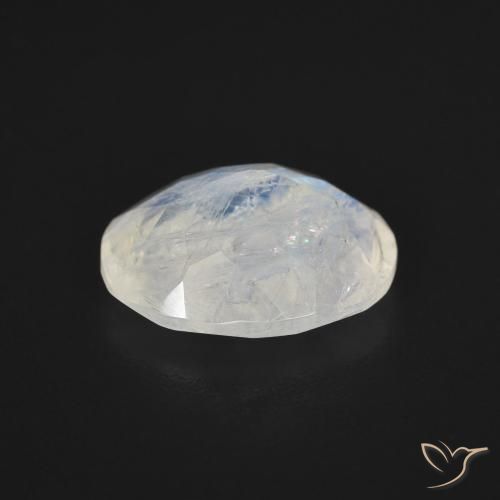 Piedra lunar arcoíris Blanco azulado natural de 3.00 ct, Ovalada, Transparente