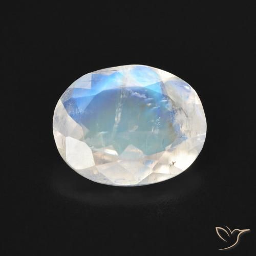 Piedra de luna arcoíris blanco natural de 2,54 ct, corte óvalo, transparente