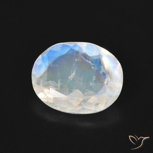 Piedra de luna arcoíris blanco natural de 2,54 ct, corte óvalo, transparente