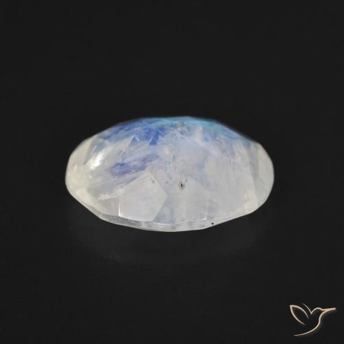 Piedra lunar arcoíris Blanco azulado natural de 2.58 ct, Ovalada, Transparente