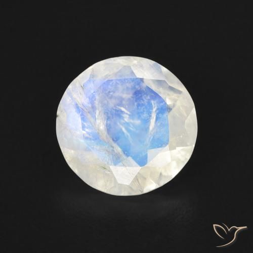 1.47ct Natural Blanco azulado Piedra lunar arcoíris, Redondo, Transparente