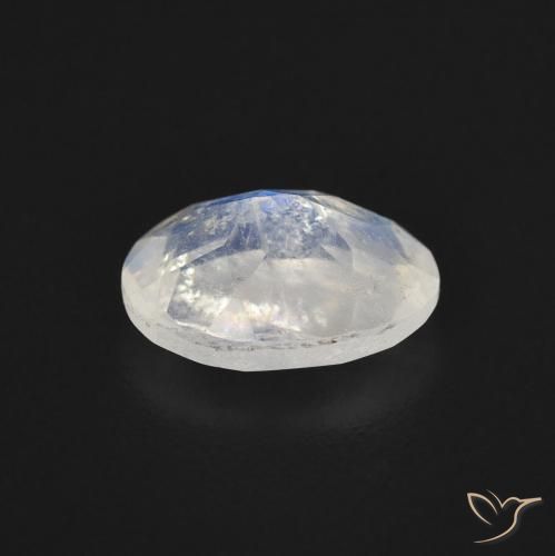 Piedra lunar arcoíris Blanco azulado natural de 1.30 ct, Ovalada, Transparente