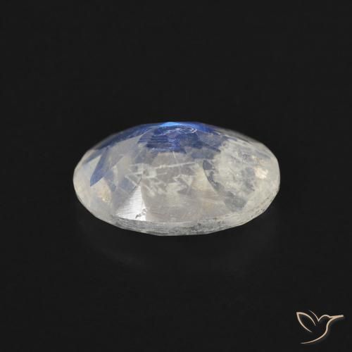 Piedra lunar arcoíris Blanco azulado natural de 1.38 ct, Ovalada, Transparente