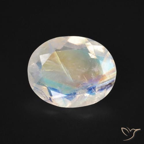 2.70ct Natural Blanco azulado Piedra lunar arcoíris, Ovalada, Transparente