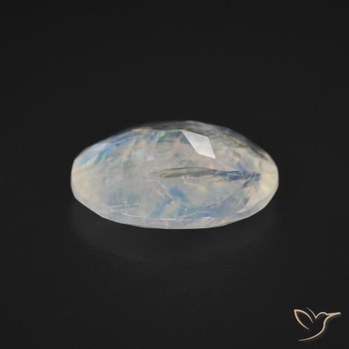 Piedra lunar arcoíris Blanco azulado natural de 2.70 ct, Ovalada, Transparente