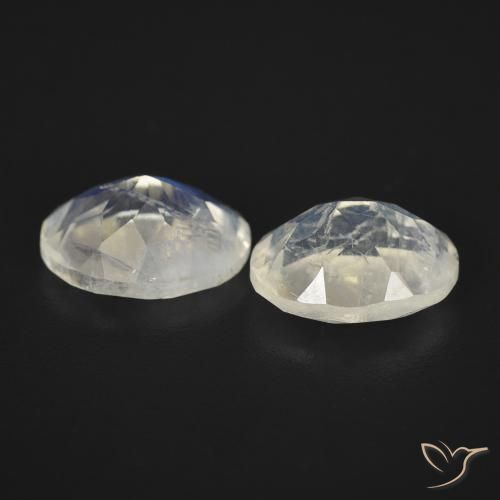 Gemas de Piedra lunar arcoíris Blanco azulado natural de 3.48 ct, Ovalada, Transparente