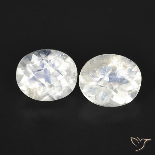 2.24ctw Natural Blanco azulado Piedra lunar arcoíris, Ovalada, Transparente
