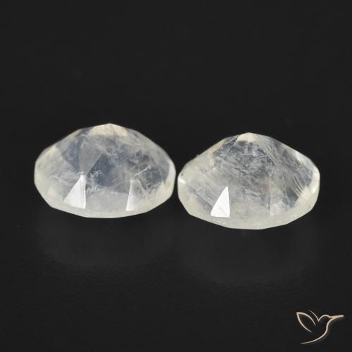 Gemas de Piedra lunar arcoíris Blanco azulado natural de 2.16 ct, Ovalada, Transparente