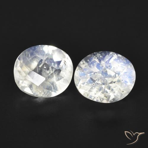 2.31ctw Natural Blanco azulado Piedra lunar arcoíris, Ovalada, Transparente