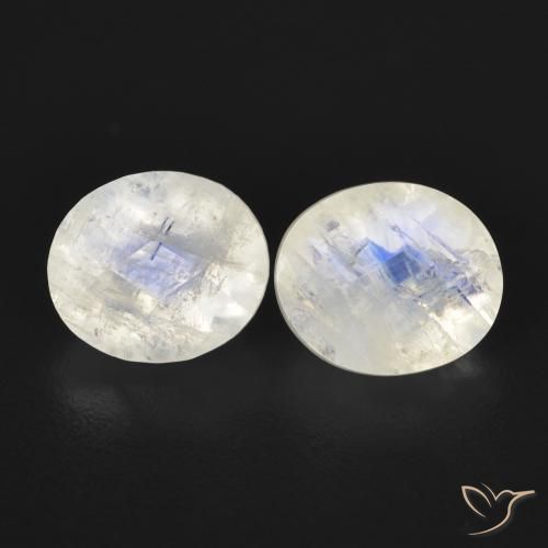 2.48ctw Natural Blanco azulado Piedra lunar arcoíris, Ovalada, Transparente