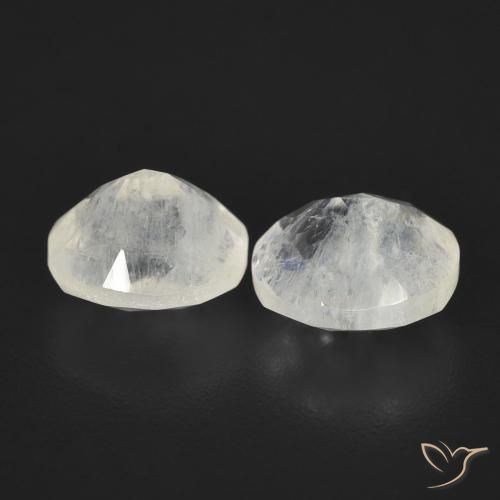Gemas de Piedra lunar arcoíris Blanco azulado natural de 2.48 ct, Ovalada, Transparente