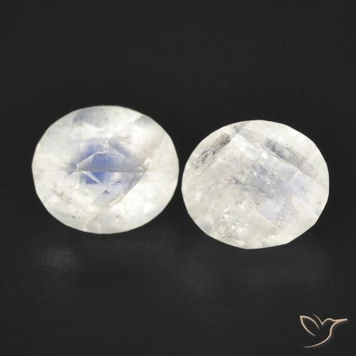 2.39ctw Natural Blanco azulado Piedra lunar arcoíris, Ovalada, Transparente