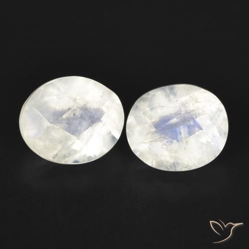 2.29ctw Natural Blanco azulado Piedra lunar arcoíris, Ovalada, Transparente