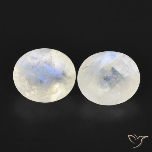 2.37ctw Natural Blanco azulado Piedra lunar arcoíris, Ovalada, Translúcido
