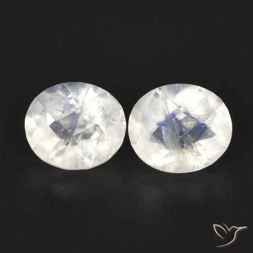 2.38ctw Natural Blanco azulado Piedra lunar arcoíris, Ovalada, Transparente