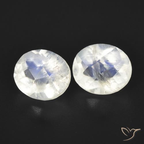 Gemas de Piedra lunar arcoíris Blanco azulado natural de 2.38 ct, Ovalada, Transparente
