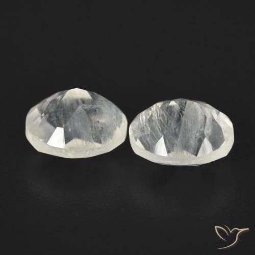 Gemas de Piedra lunar arcoíris Blanco azulado natural de 2.38 ct, Ovalada, Transparente