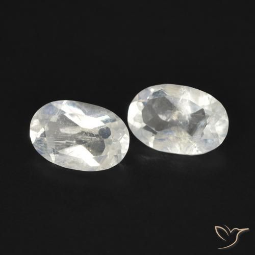 Gemas de Piedra lunar arcoíris Blanco azulado natural de 0.80 ct, Ovalada, Transparente