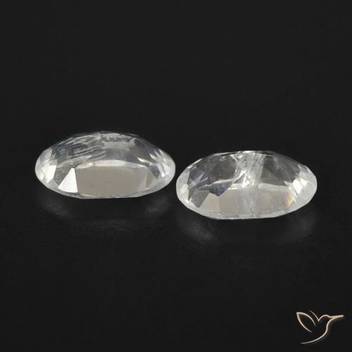 Gemas de Piedra lunar arcoíris Blanco azulado natural de 0.80 ct, Ovalada, Transparente