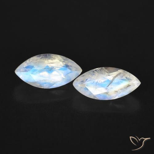 1.15ctw Natural Blanco azulado Piedra lunar arcoíris, Marquesa, Transparente, Photo A