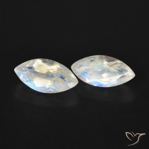 Gemas de Piedra lunar arcoíris Blanco azulado natural de 1.15 ct, Marquesa, Transparente