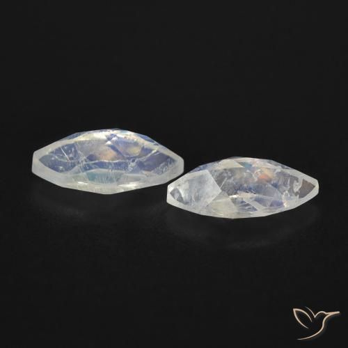 Gemas de Piedra lunar arcoíris Blanco azulado natural de 1.15 ct, Marquesa, Transparente