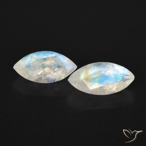 1.24ctw Natural Blanco azulado Piedra lunar arcoíris, Marquesa, Transparente