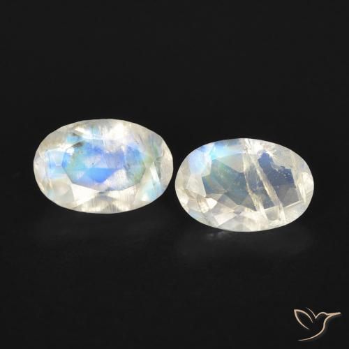 0.82ctw Natural Blanco azulado Piedra lunar arcoíris, Marquesa, Transparente